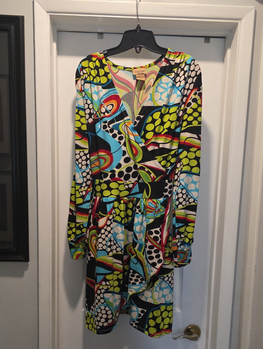 Midnight Velvet Multicolor Abstract Long Sleeve Dress